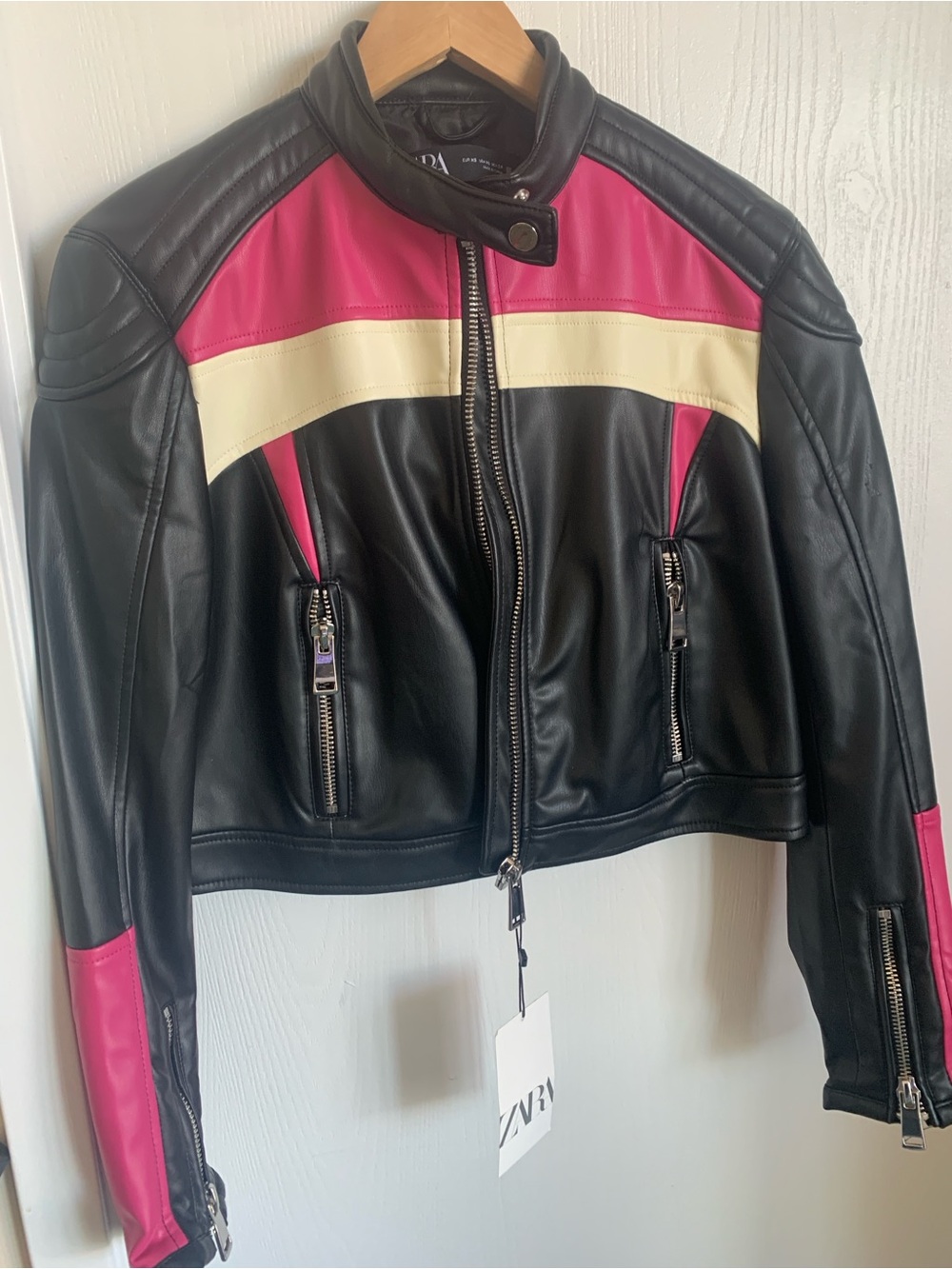 Sexy 🔥Moto Jacket with Pink & Cream Panels